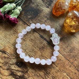High Quality Rose Quartz Bracelet with Hamsa Charm